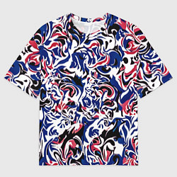 Мужская футболка оверсайз Абстрактный паттерн бело-сине-красный