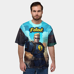 Футболка оверсайз мужская Fallout смотритель с пистолетом, цвет: 3D-принт — фото 2