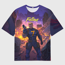 Футболка оверсайз мужская Fallout седьмой на фоне взрывов, цвет: 3D-принт