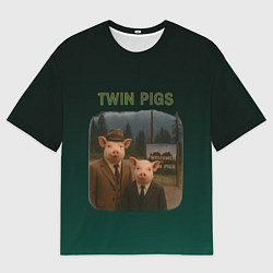 Мужская футболка оверсайз Twin Pigs пародия