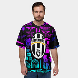Футболка оверсайз мужская Одни из нас x ювентус неон паттерн, цвет: 3D-принт — фото 2