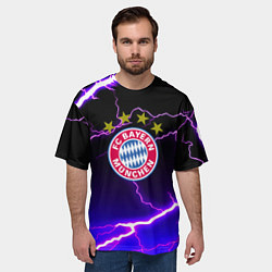 Футболка оверсайз мужская Bayern Mnchen молнии шторм, цвет: 3D-принт — фото 2