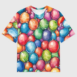 Футболка оверсайз мужская Россыпь новогодних шаров, цвет: 3D-принт