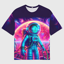 Футболка оверсайз мужская Морти в одиночестве на неоновой планете, цвет: 3D-принт