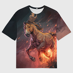 Футболка оверсайз мужская Огненная лошадь, цвет: 3D-принт