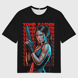 Футболка оверсайз мужская Lara Croft с пистолетом, цвет: 3D-принт