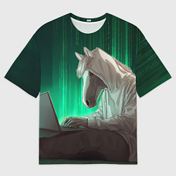 Мужская футболка оверсайз Хакер лошадь