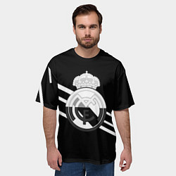 Футболка оверсайз мужская Реал Мадрид полосы текстура линии, цвет: 3D-принт — фото 2