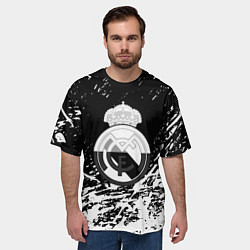 Футболка оверсайз мужская Реал Мадрид краски текстура, цвет: 3D-принт — фото 2