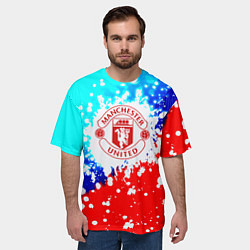 Футболка оверсайз мужская Манчестер Юнайтед неон, цвет: 3D-принт — фото 2