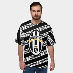 Футболка оверсайз мужская Ювентус полосы линии спорт, цвет: 3D-принт — фото 2