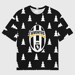 Мужская футболка оверсайз Ювентус ёлочки паттерн