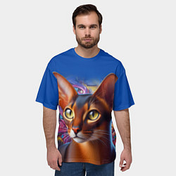 Футболка оверсайз мужская Абиссинка на фоне стены с граффити, цвет: 3D-принт — фото 2