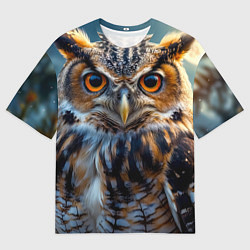 Футболка оверсайз мужская Лунная сова в лесу, цвет: 3D-принт