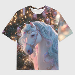 Футболка оверсайз мужская Лошадь символ 2026 года, цвет: 3D-принт