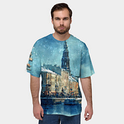 Футболка оверсайз мужская Снегопад в Санкт-Петербурге, цвет: 3D-принт — фото 2
