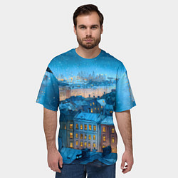 Футболка оверсайз мужская Крыши зимнего Питера, цвет: 3D-принт — фото 2