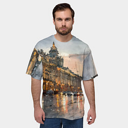 Футболка оверсайз мужская Санкт-Петербург - мокрый снег, цвет: 3D-принт — фото 2