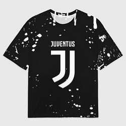 Футболка оверсайз мужская Ювентус белые брызги красок, цвет: 3D-принт