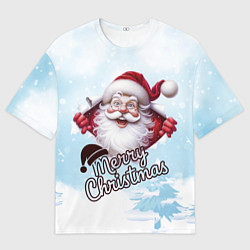 Футболка оверсайз мужская Санта в зимнем лесу, цвет: 3D-принт