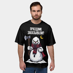 Футболка оверсайз мужская Монстр снеговик с топором, цвет: 3D-принт — фото 2