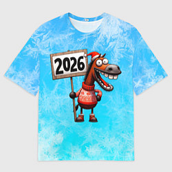 Футболка оверсайз мужская Лошадь встречает 2026, цвет: 3D-принт