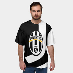 Футболка оверсайз мужская Ювентус полосы спорт линии, цвет: 3D-принт — фото 2