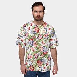 Футболка оверсайз мужская Цветы, цвет: 3D-принт — фото 2
