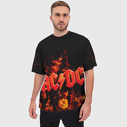 Футболка оверсайз мужская AC/DC Flame, цвет: 3D-принт — фото 2