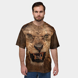 Футболка оверсайз мужская Взгляд льва, цвет: 3D-принт — фото 2