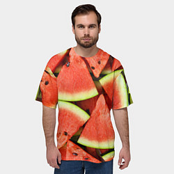Футболка оверсайз мужская Дольки арбуза, цвет: 3D-принт — фото 2