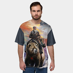 Футболка оверсайз мужская Красноармеец на медведе, цвет: 3D-принт — фото 2
