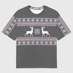 Футболка оверсайз мужская Узор с оленями, цвет: 3D-принт