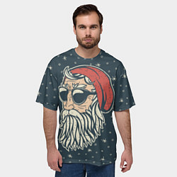 Футболка оверсайз мужская Санта хипстер, цвет: 3D-принт — фото 2