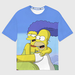 Футболка оверсайз мужская Гомер и Мардж, цвет: 3D-принт