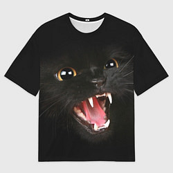 Мужская футболка оверсайз Черный кот