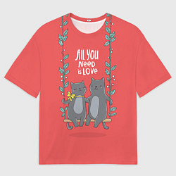 Футболка оверсайз мужская Кисули Love, цвет: 3D-принт