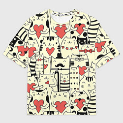 Футболка оверсайз мужская Любящие котики, цвет: 3D-принт