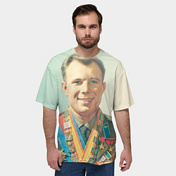 Футболка оверсайз мужская Гагарин в орденах, цвет: 3D-принт — фото 2