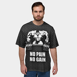 Футболка оверсайз мужская No pain, no gain, цвет: 3D-принт — фото 2