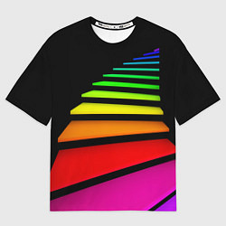 Футболка оверсайз мужская Радужная лестница, цвет: 3D-принт