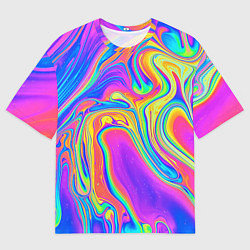 Футболка оверсайз мужская Цветные разводы, цвет: 3D-принт
