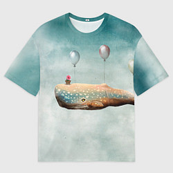 Футболка оверсайз мужская Летящий кит, цвет: 3D-принт