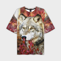 Мужская футболка оверсайз Волк в кустах