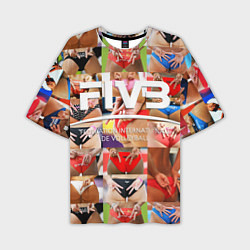 Футболка оверсайз мужская Волейбол скрытые знаки FIVB, цвет: 3D-принт