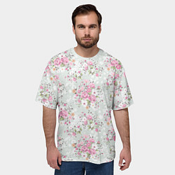 Футболка оверсайз мужская Flower pattern, цвет: 3D-принт — фото 2