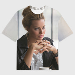 Футболка оверсайз мужская Робби Марго в кафе, цвет: 3D-принт