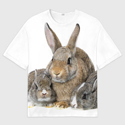 Футболка оверсайз мужская Кролики - семейство, цвет: 3D-принт