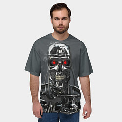 Футболка оверсайз мужская Скелет Терминатора, цвет: 3D-принт — фото 2