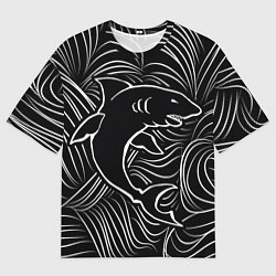 Футболка оверсайз мужская Акула в в морской пучине, цвет: 3D-принт